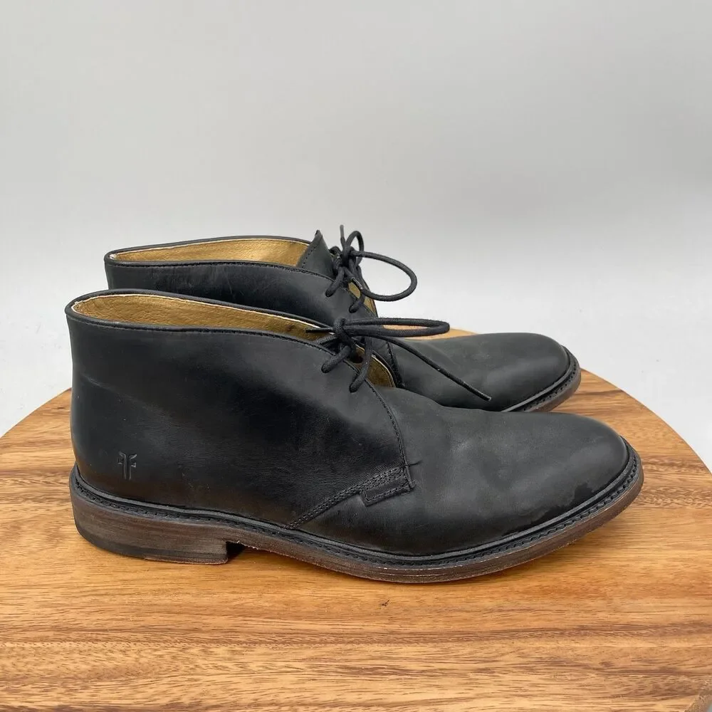 Frye James Boots Mens Size 9.5 D Black Leather Chukka Casual Business Dress Shoe